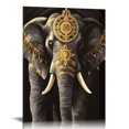 thumbnail image 1 of JEUXUS  3 Piece African Elephant Canvas Prints Wall Art Painting American Black Women with Ivory Golden Artwork Modern Picture for Living Room Bathroom Home Decor  16x20 in, 1 of 5