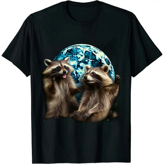 JEUXUS 3 Racoon Moon Howling Raccoon Head Funny For Men, Women, Kid T-Shirt