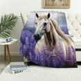 thumbnail image 1 of JEUXUS  40"x50" Horse Blanket with Purple Lavender, Super Soft Throw Blankets for Girls, 1 of 6