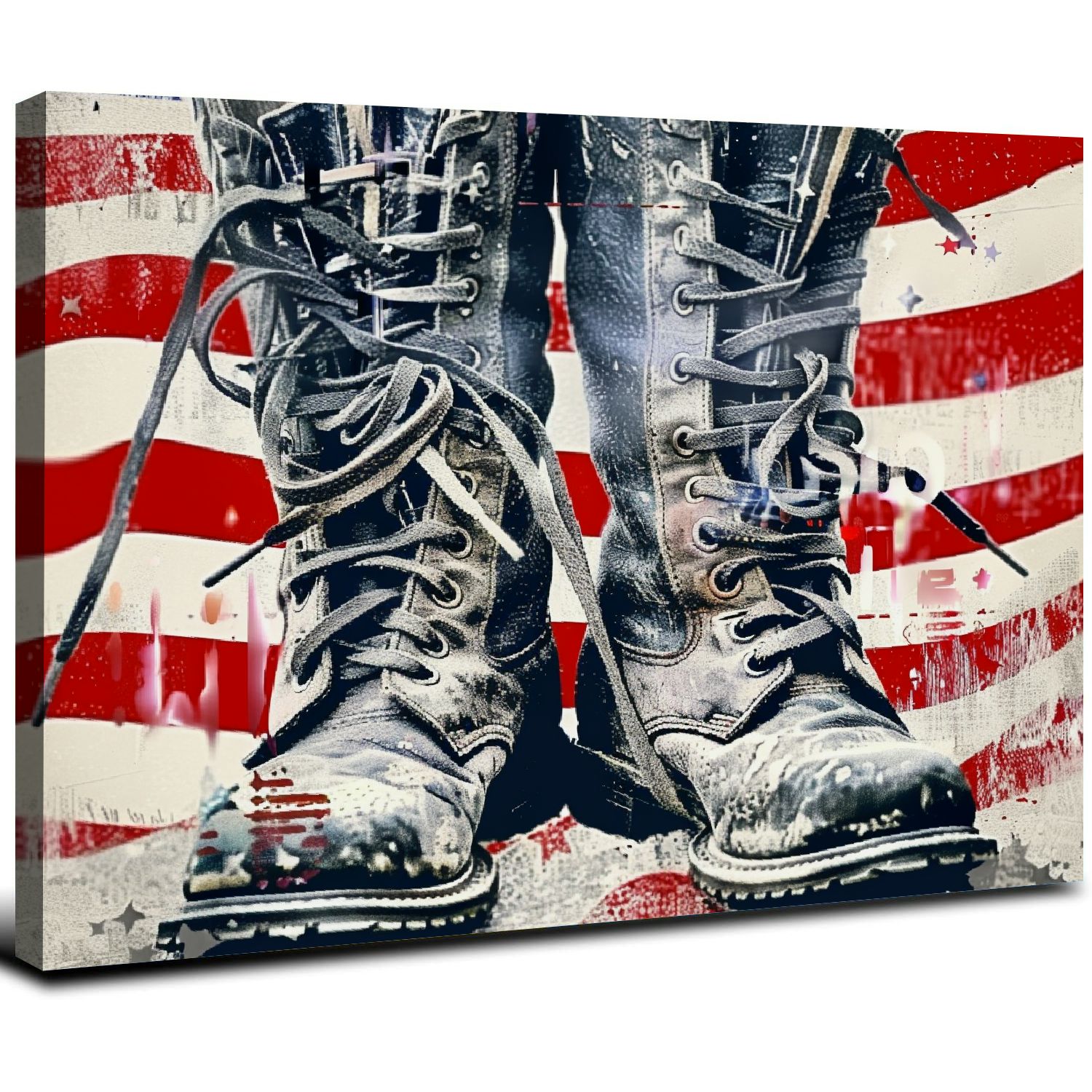 JEUXUS 4th of July Canvas Wall Art Framed Wall Decoration American Flag ...