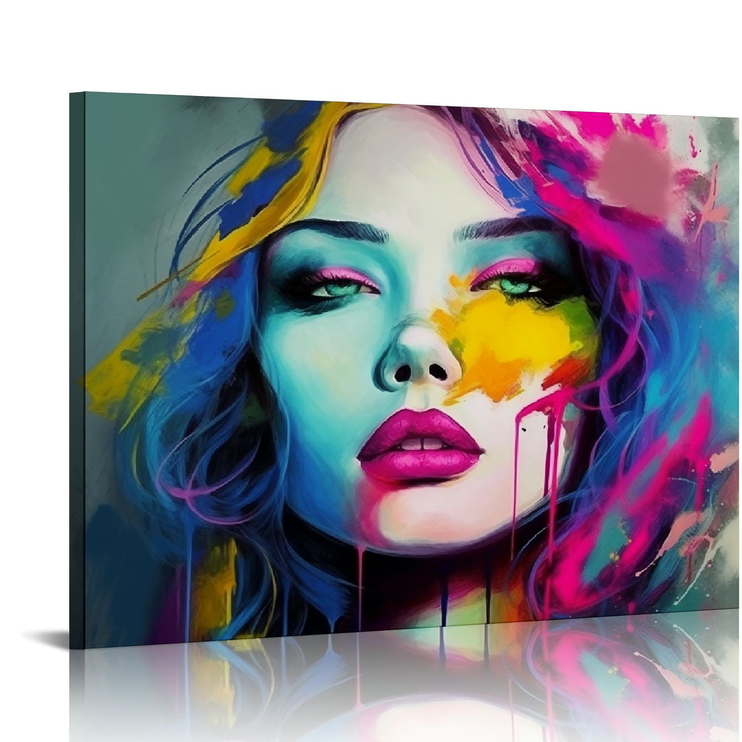 JEUXUS Abstract Canvas Art Wall Decor Sexy Girl Lips Pop Art Canvas