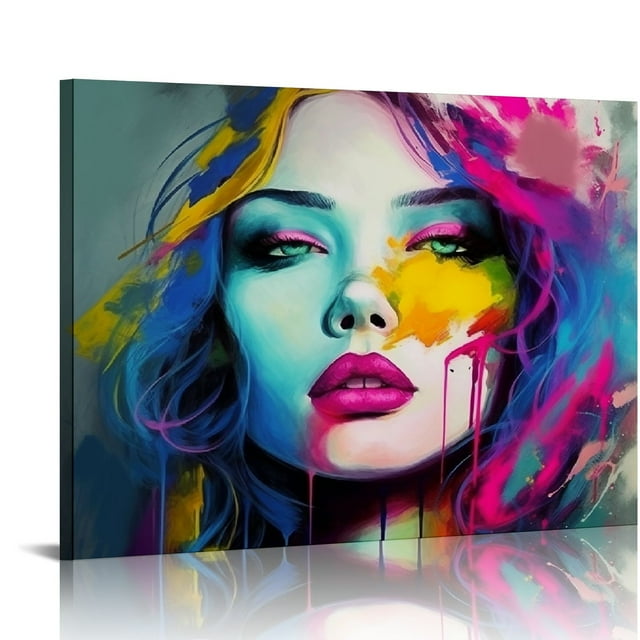 JEUXUS Abstract Canvas Art Wall Decor Sexy Girl Lips Pop Art Canvas