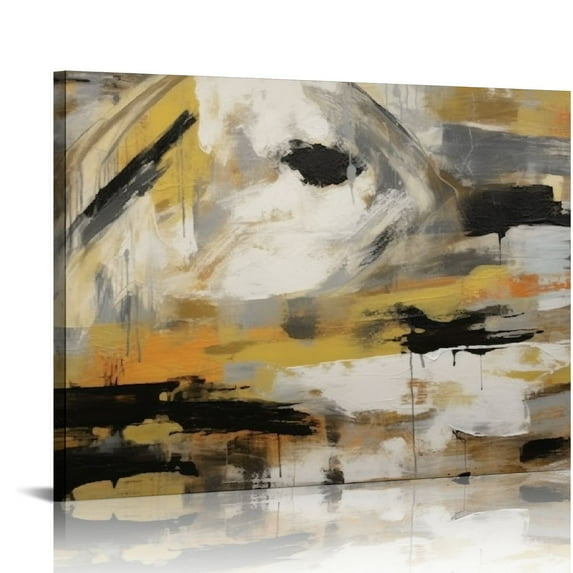 JEUXUS Abstract Canvas Wall Art, Abstract Art Prints Framed, Modern Neutral & Gray Abstract Artwork for Living Room Bedroom Decor, Minimalist Abstract Canvas Painting for Office Studio 16x12in