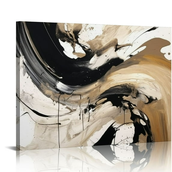 JEUXUS Abstract Canvas Wall Art, Abstract Watercolor Art Prints, Modern Black and White Abstract Style Artwork for Living Room, Hallway, Minimalist Abstract Canvas Prints for Office, Bedroom