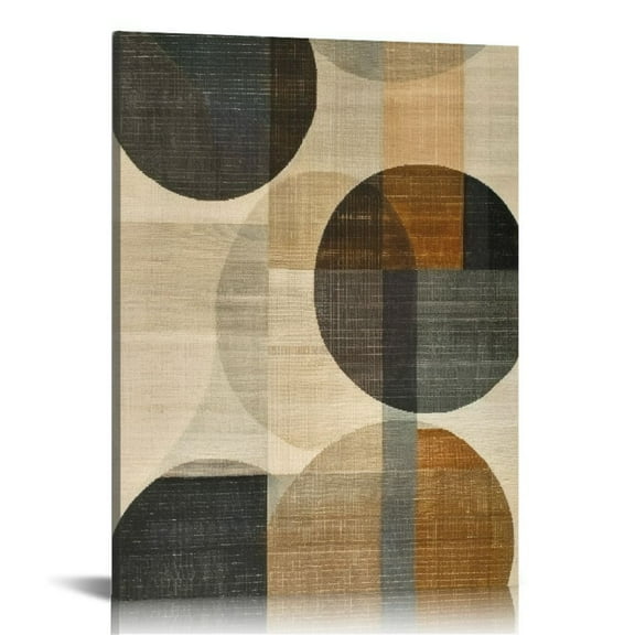 JEUXUS Abstract Geometric Canvas Wall Art Geometric Canvas Abstract Splicing Artwork Black Geometric Picture Brown Black White Abstract Art Print Color Block Poster Yellow Gray Paintings