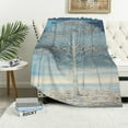 thumbnail image 1 of JEUXUS Abstract Landscape Flannel Blanket Soft Plush Blankets (Universal 1) White, 1 of 6