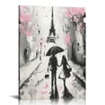 thumbnail image 1 of JEUXUS  Abstract Paris Canvas Wall Art: Black White Eiffel Tower Painted , Pink and Grey Picture Print Room Decor for Teen Girls Bedroom Bathroom 12x16 in, 1 of 5