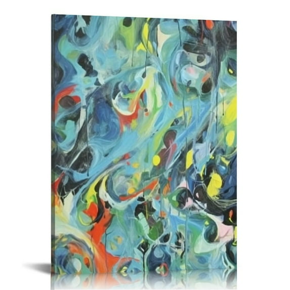 JEUXUS Abstract Texture Pattern Canvas Wall Art Decor, Modern Framed Art Poster Wall Decor for Living Room, Bedroom, Study, Dining Room, Home Decor. (Colorful)