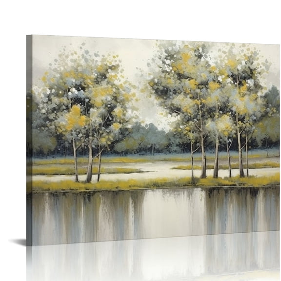 JEUXUS Abstract Tree Canvas Wall Art: Nature Trees Landscape Picture Painting Textured Forest Artwork Decor Large Hand Painted Scenery Print for Home Bedroom Living Room Kitchen 20x16 inch