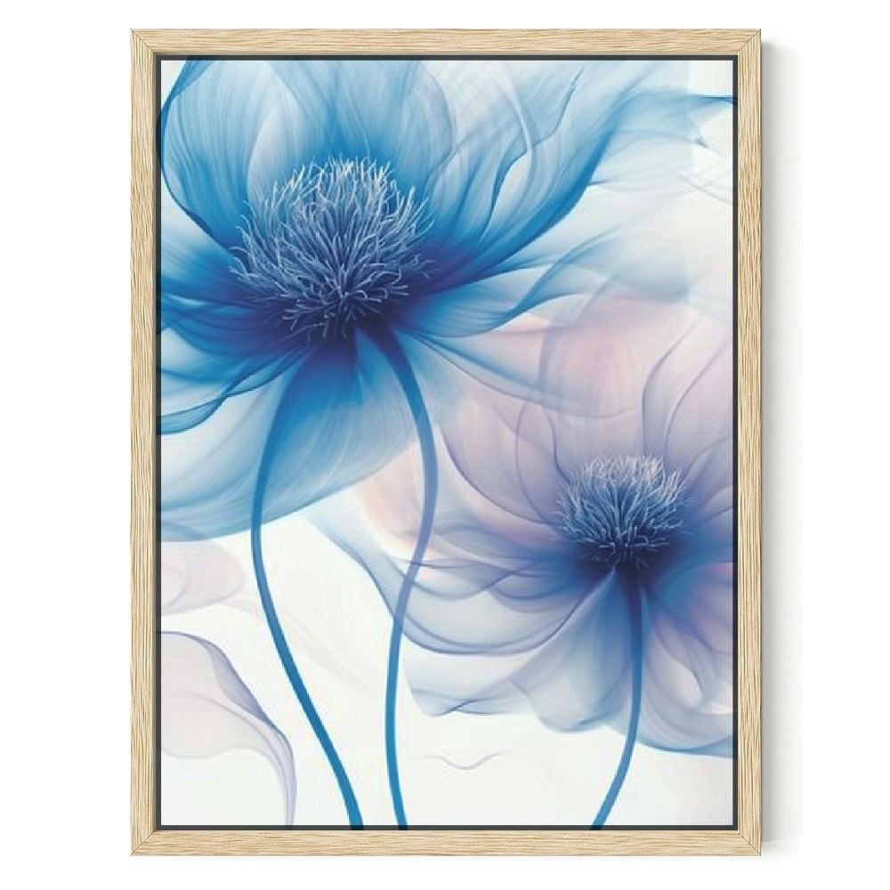 JEUXUS Abstract Xray Blue Tulip Floral Canvas Wall Art Modern Abstract ...