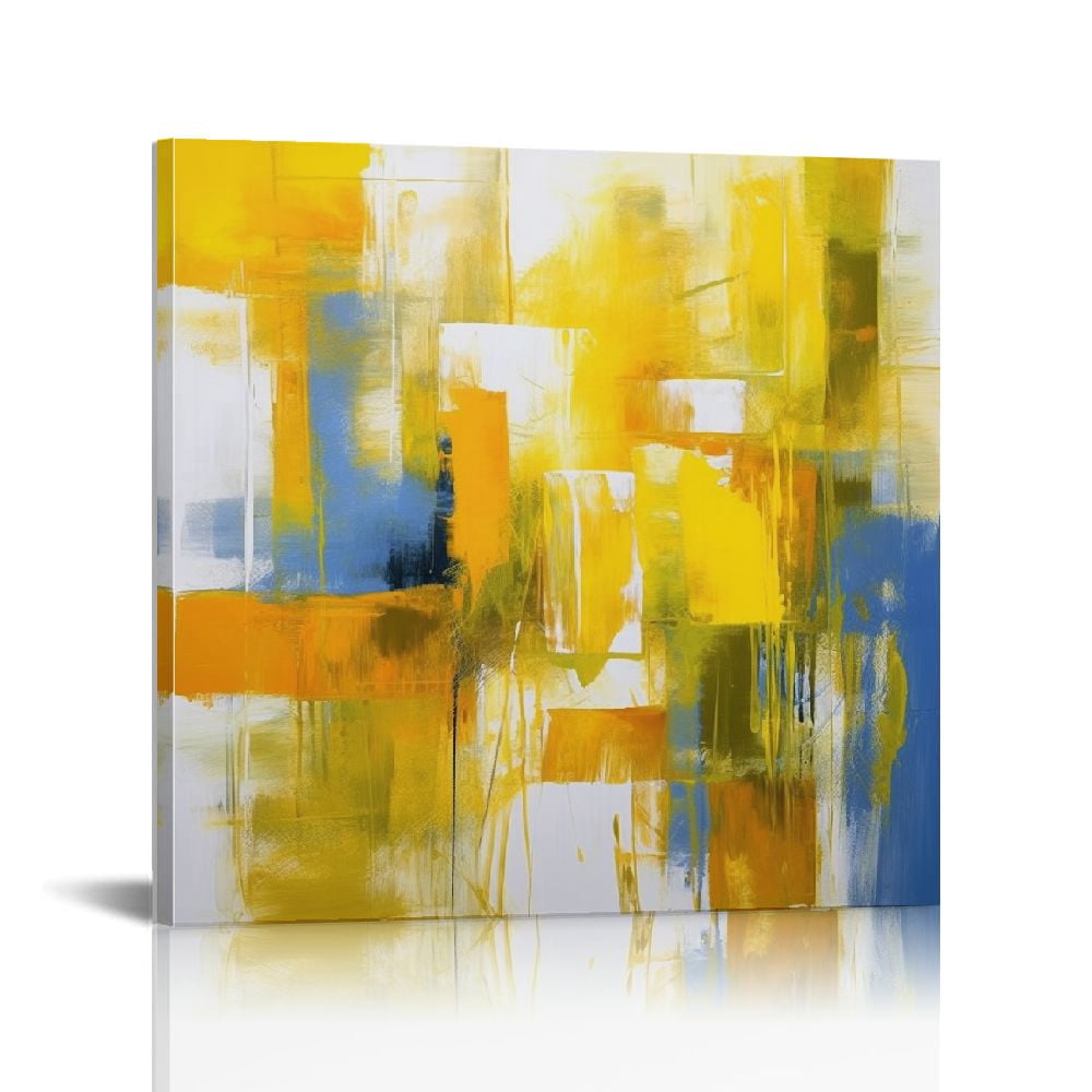 JEUXUS Abstract Yellow Wall Art Modern Abstract Canvas Wall Art the Pictures Print On Canvas ...