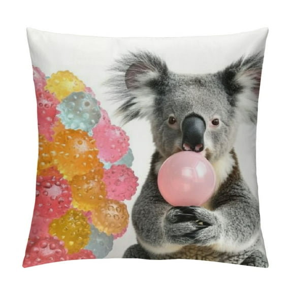 JEUXUS Adorable Animal Blowing Bubbles Gum Decorative Pillow Covers Super Soft Throw Pillow Case Cushion Cover for Home Sofa Decor (Koala & Giraffe)