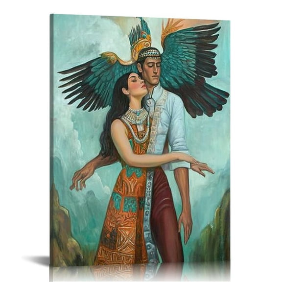 JEUXUS African American Aztec Warrior Holding Up The Princess Canvas Art Poster And Wall Art Picture Print Modern Family Bedroom Decor Posters  12x16 in