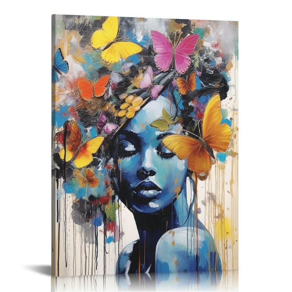 JEUXUS African American Canvas Wall Art Black Women Wall Art Abstract