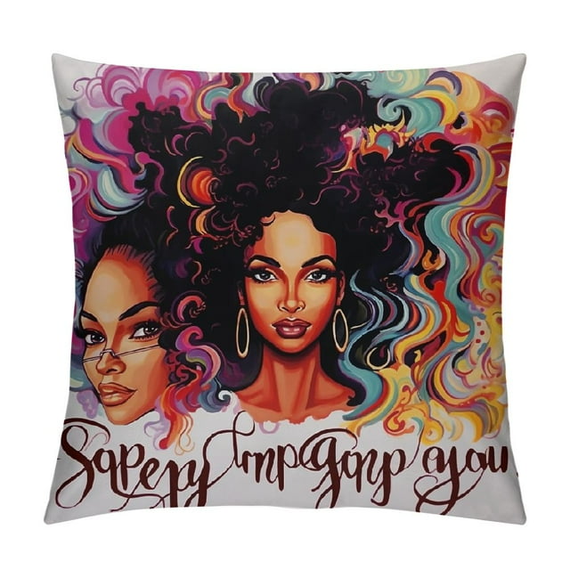 JEUXUS African American Inspirational Quote Throw Pillow Cover, God