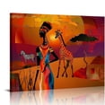 thumbnail image 1 of JEUXUS African American Wall Art Zebra And Giraffe poster Decor Canvas Painting Black Girl Abstract African Sunset Landscape Print Picture Artwork for Girl Bedroom Living Room Decor  20x16in, 1 of 5