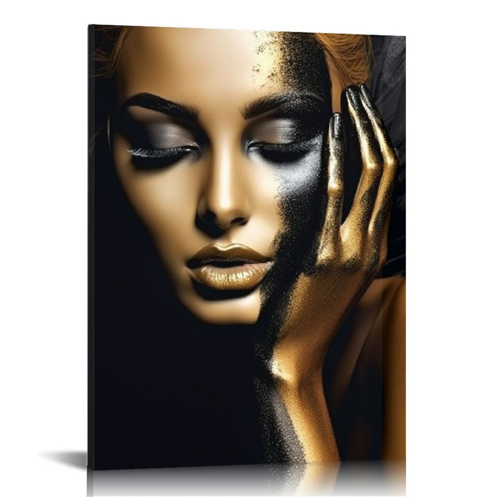 African Art Black And Gold Woman Oil Painting at Jayden Crookes blog