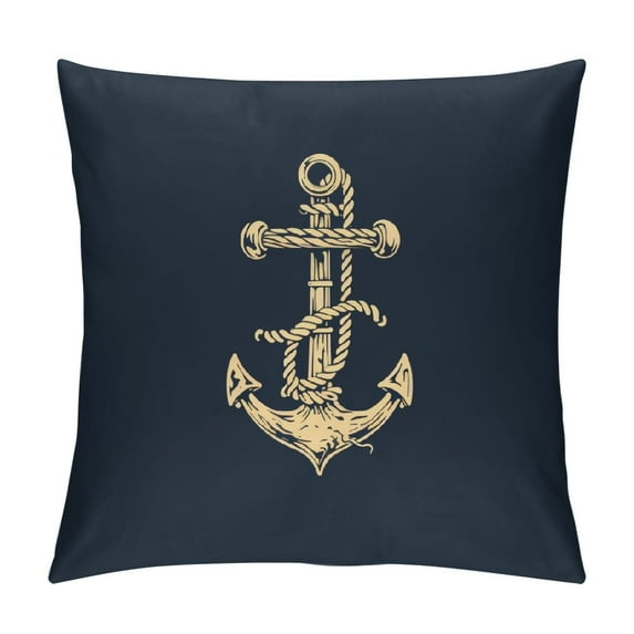 JEUXUS Anchor Decor Throw Pillowcases Nautical Themed Ocean Throw Pillow Covers for Coastal Sea Adventure Duvet Navigation Blue Red Stripe Cover