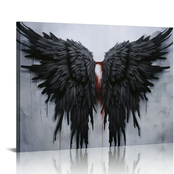 JEUXUS Angel Painting Angel Wall Art Poster Angel Wings Painting Large Wall Black And White Abstract Angel Canvas Painting Posters And Prints Wall Art Pictures for Living Room Bedroom Deco 20x16in