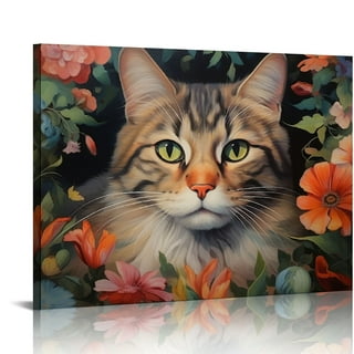 Cat Paint by Number DIY Art Oil Painting Kit Lotus Pond