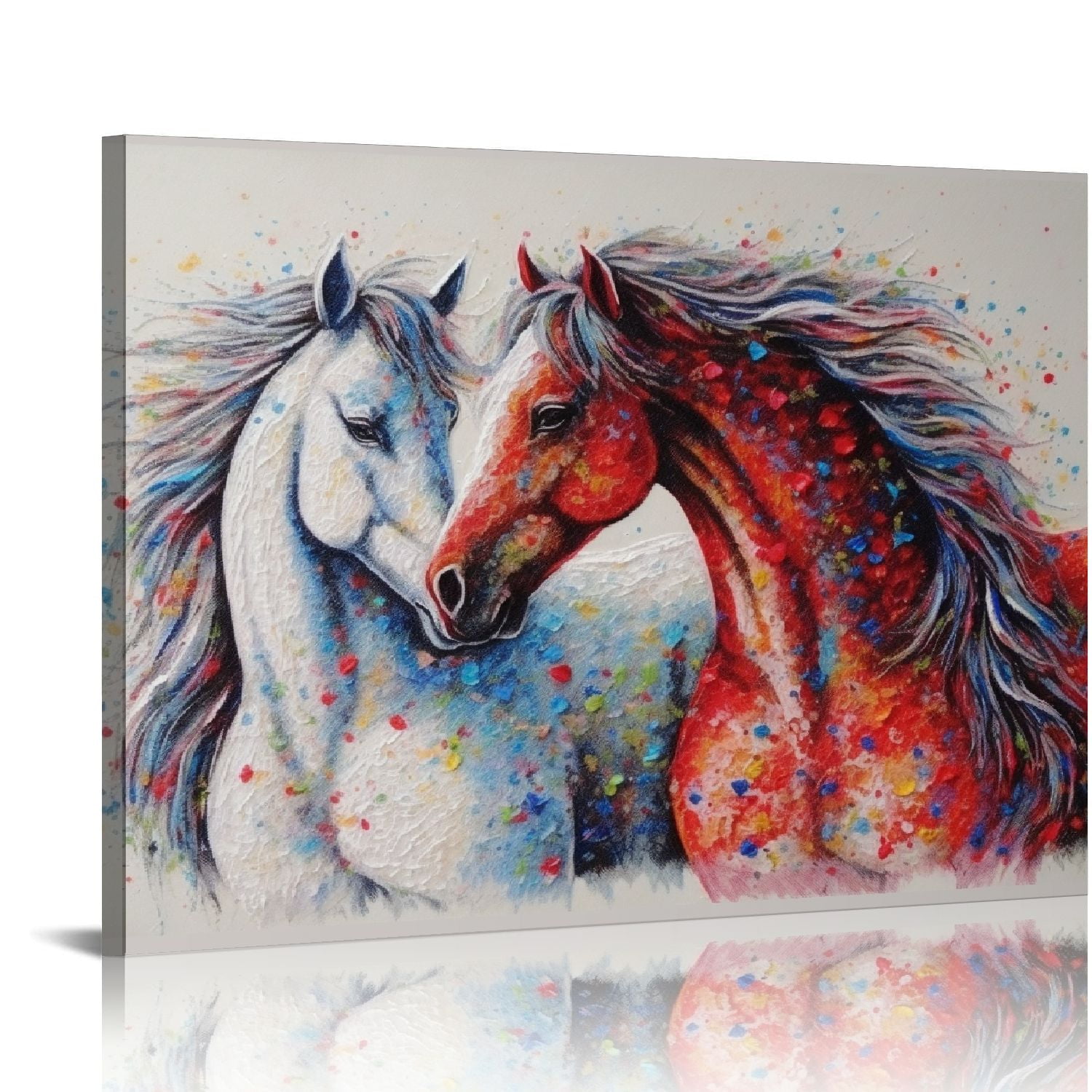 JEUXUS Animal Wall Art Canvas Prints Colorful Abstract Running Horse Paintings Modern HD Printed Oil Paintings Artwork Wall Decor for Living Room Office Home Decorations 20x16in