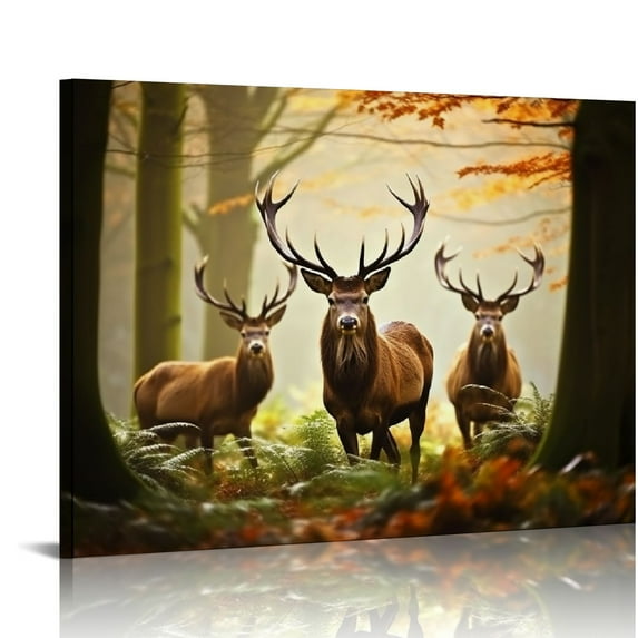 JEUXUS Animals Canvas Wall Art Deer Pictures Canvas Prints Wall Painting on Canvas Decor for Living Room Bedroom Home Office Wall Decor Stretched and Framed Artwork