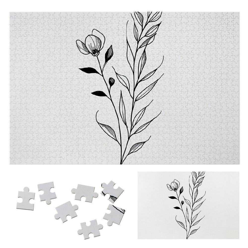 JEUXUS Arrows Black and White Pattern Fine Foliage Lace Wooden Jigsaw ...