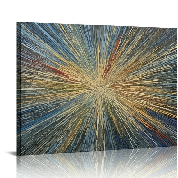 JEUXUS Art,20x16 Inch Hand Painted Contemporary Art Golden Blue Oil Paintings on Canvas Abstract Wall Art Modern Textured Artwork Art Wood Inside Framed Hang Wall Decoration Abstract Painting