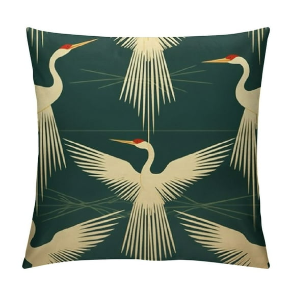 JEUXUS Art Deco Cranes Throw Pillow Case Soft Pillow Case for Decorative Bedroom/Livingroom/Sofa/Farm House - Cushion Covers Couch Pillow