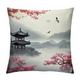 thumbnail image 1 of JEUXUS  Asian Throw Pillow Cushion Cover, Japanese Style Garden Bird and Small Pavilion Over The Lake Lotus Waterlily, Decorative Square Accent Pillow Case, Grey Pink, 1 of 5