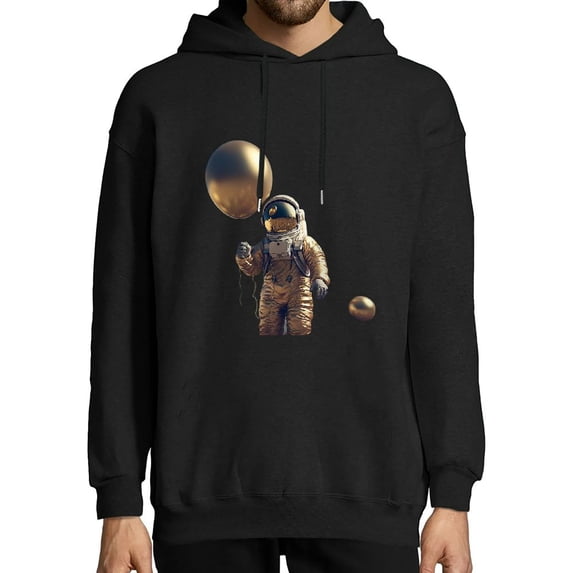 JEUXUS Astronaut Holding Planet Balloons Solar-System Space Shirt Long-sleeved Hoodie