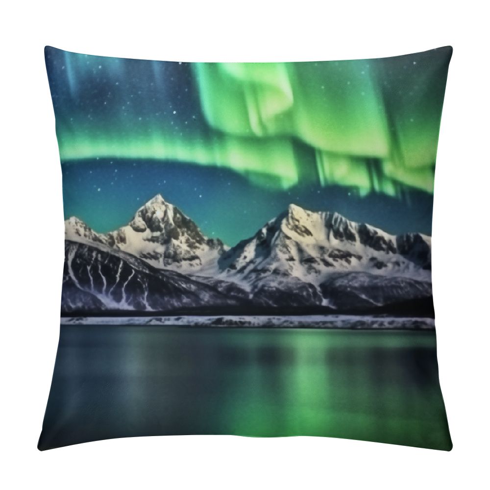 JEUXUS Aurora Borealis Northern Lights Pillowcase Covers Kids Square Pillow Cases 12x12in