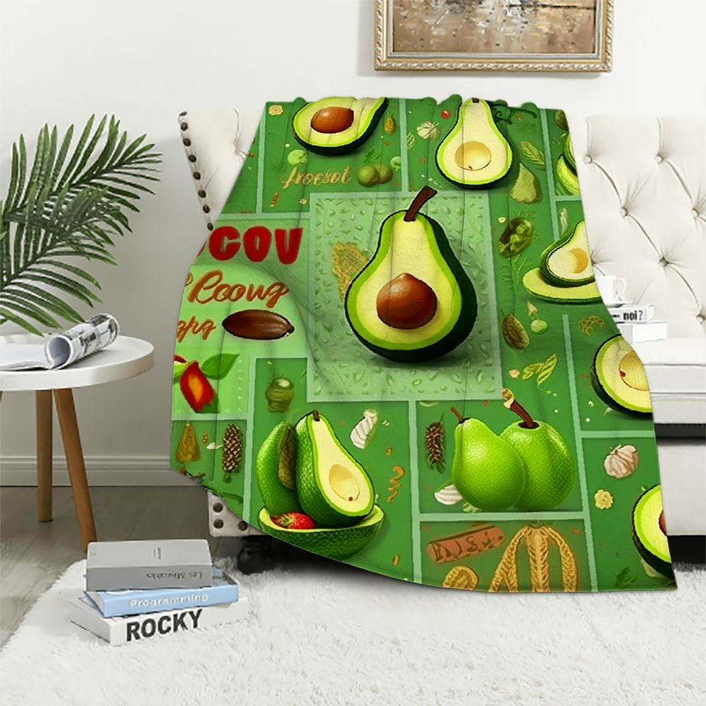 JEUXUS Avocado Blanket, Cute Green Avocado Throw Blanket, Avocado Gifts