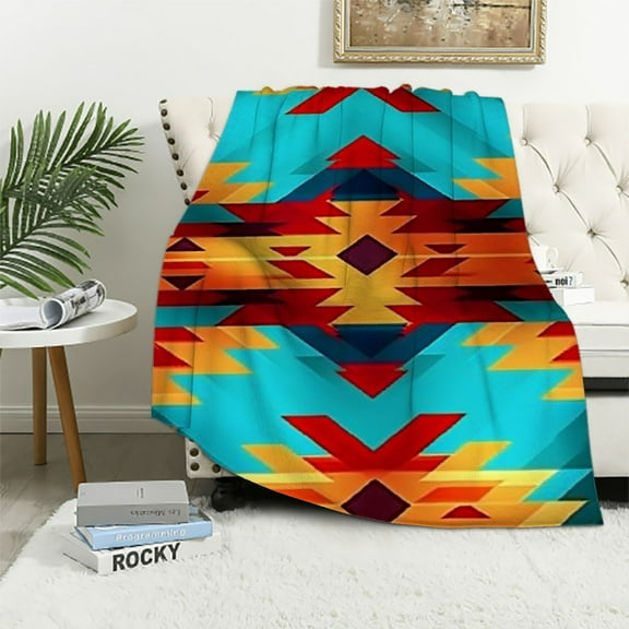 JEUXUS Aztec Throw Tribal Geometric Throw Blanket for Couch Bed Sofa
