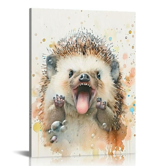 JEUXUS Baby Hedgehog Nursery Wall Art Prints,Woodland Animal Nursery Decor,Watercolor Animal Wall Art for Nursery School Children Kids Room Bedroom Living Room
