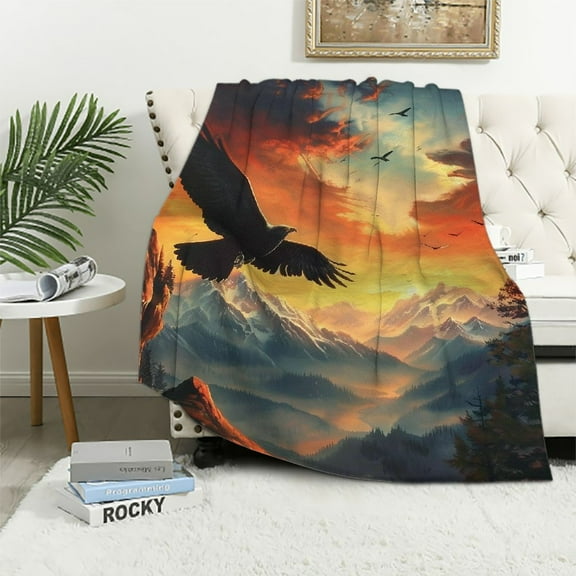 JEUXUS Bald Eagle Blanket American Eagle Decor Throw Blankets Valentines Bald for Adults Men Soft Warm Plush Lightweight Flannel Blanket for Bedding Sofa Home