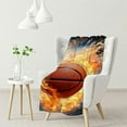 thumbnail image 1 of JEUXUS  Basketball Blanket for Boys 3D Printed Ball in Fire Blankets for Youth Adult Flannel Throw Home Decor for Couch Room, 1 of 6