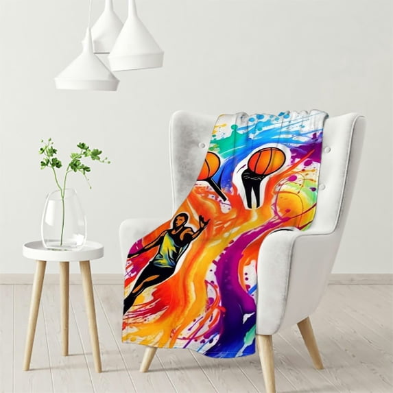 JEUXUS Basketball Blanket for Boys Girls Kids, Basketball Gifts for Boys Girls, Soft Basketball Gift Blanket for Room Decor Bedding