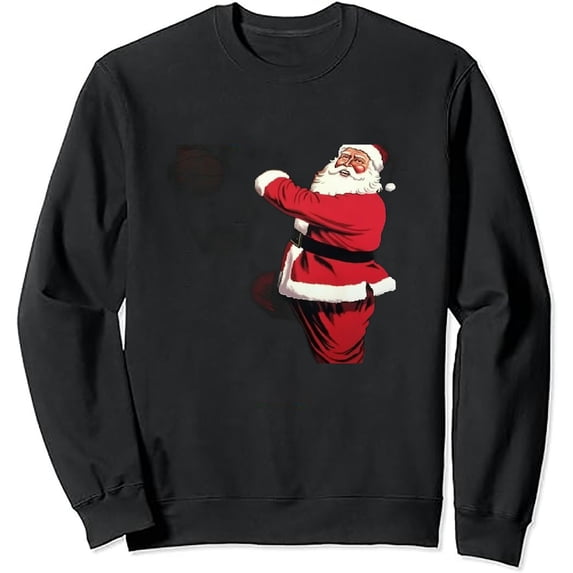 JEUXUS Basketball Christmas Sweatshirt - Dunking Santa - Funny & Ugly Christmas Sweater for Men and Women