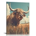 thumbnail image 1 of JEUXUS  Bathroom Decor Wall Art - Texas Longhorn Cow Painting Farmhouse Rustic Style Western Wall Decor,Cute Animals Prints Artwork Ready To Hang for Living Room,Restroom,Bedroom 12x16 in, 1 of 4