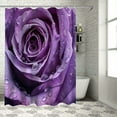 thumbnail image 1 of JEUXUS Bathroom Shower Curtain Set with Hooks Purple Rose Decor Romantic Flower Pictures White, 1 of 7
