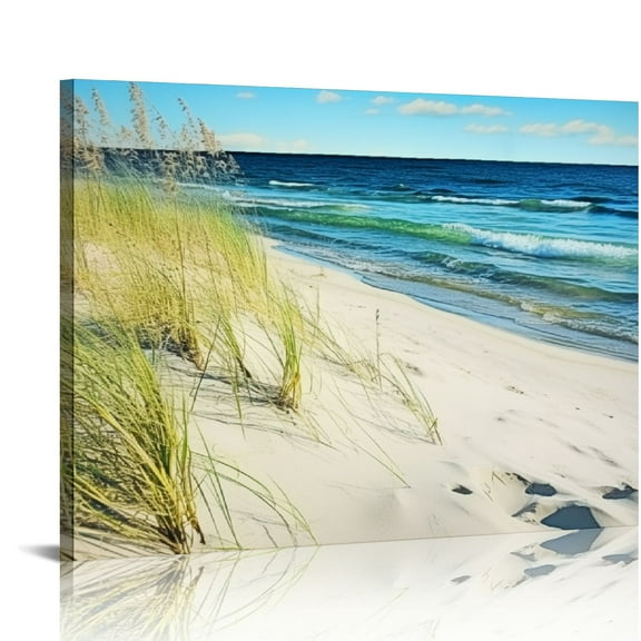 JEUXUS Beach Pictures Wall Art for Bathrooms Canvas Framed Seacoast Theme Wall Decor for Bedroom Modern Bathroom Coastal Pictures Wall Decor for Kitchen Home Ocean Artwork for Wall De20x16in