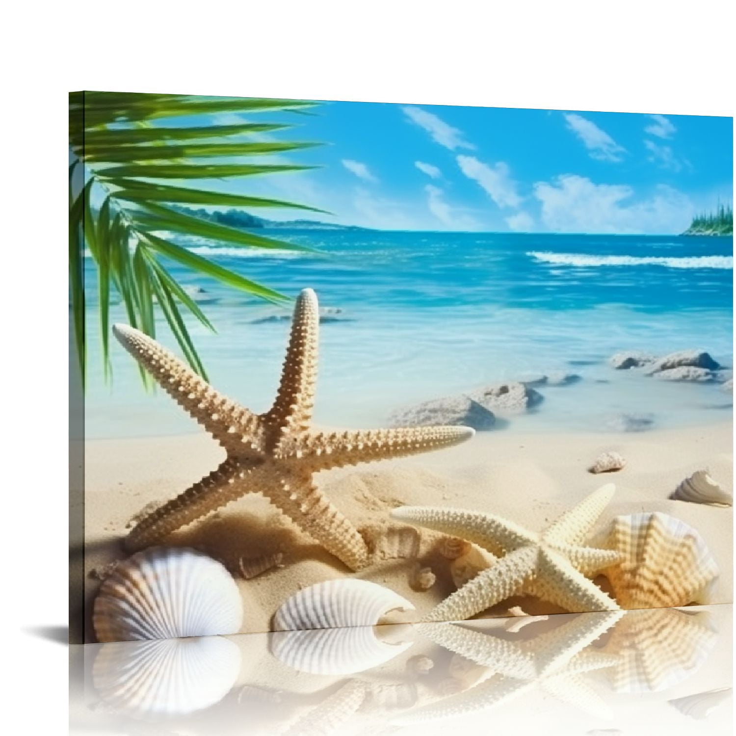 JEUXUS Beach Wall Art Bathroom Paintings Decor Seashell Starfish Nature ...