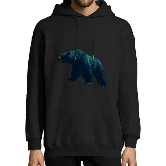 JEUXUS Bear Nature Outdoor Mountains Forest Trees Bear Wildlife T-Shirt Long-sleeved Hoodie