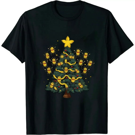 JEUXUS Bee Christmas Tree Gift Funny Bee Christmas T-Shirt