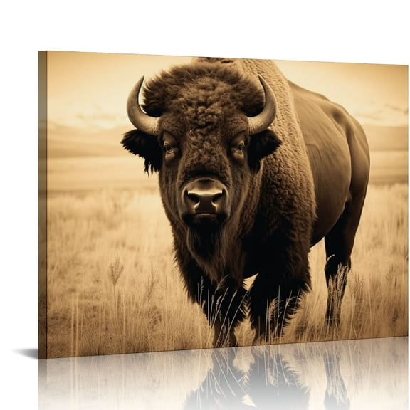 JEUXUS Bison Wall Art, Buffalo Artwork, Nature Inspired Decor, 20x16 Inch 16\x12\
