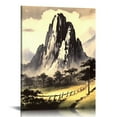 thumbnail image 1 of JEUXUS Black And White Watercolor Painting Wall Art Traditional Chinese Landscape Oil Painting Printed Painting on Canvas for Bedroom Office Decoration Stretched and Framed Ready to Hang16x20in, 1 of 4