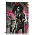 thumbnail image 1 of JEUXUS Black Girl African American Wall Art Decor Women Pink And Grey On Beach Eiffel Tower Abstract Canvas Paintings Pictures Posters Prints Bathroom Artwork For Wall Bedroom No Frame  12x16 in, 1 of 5