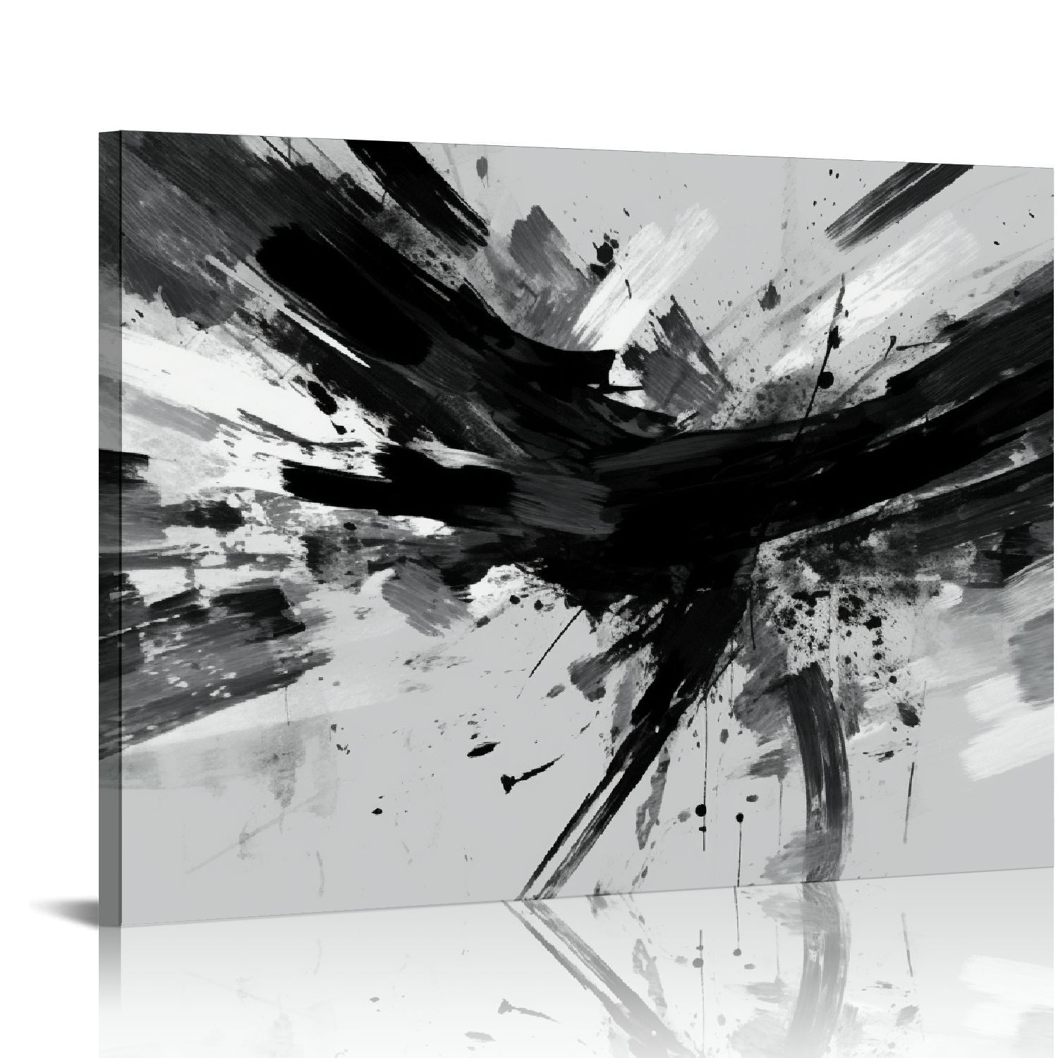 JEUXUS Black and White Abstract Canvas Prints Wall Art for Living Room ...