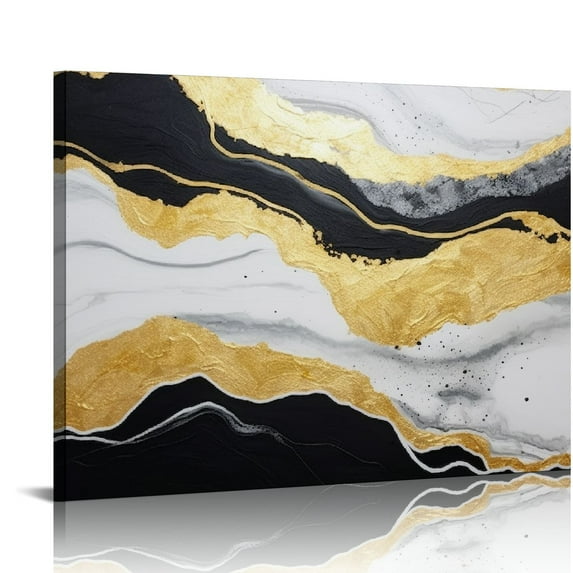 JEUXUS Black and White Abstract Canvas Wall Art Modern Light Luxury Artwork for Walls, Handmade Oil Paintings, Horizontal Wall Art for Living Room Bedroom.